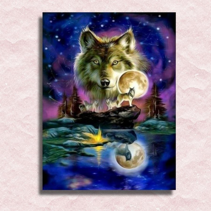 Full Moon Wolf Canvas - Painting by numbers shop