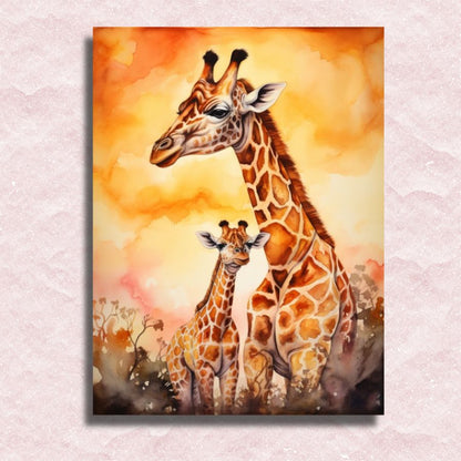Leinwand Giraffe und ihr Baby - Malen-nach-Zahlen-Shop