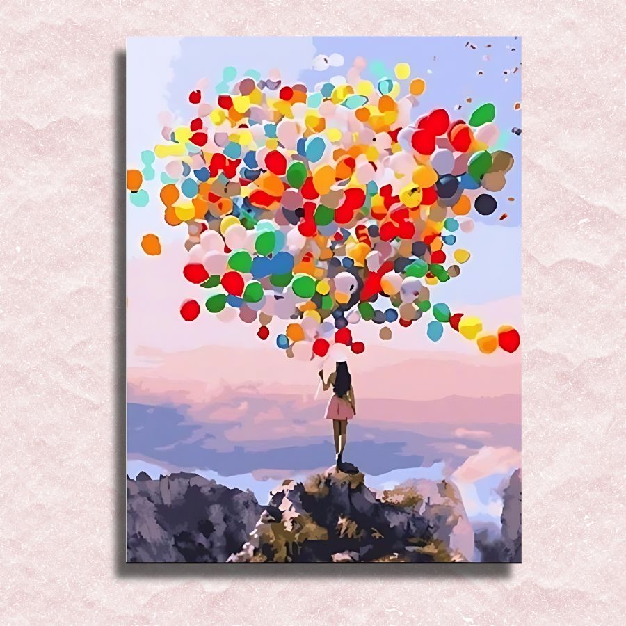 Mädchen mit Luftballons Leinwand - Malen-nach-Zahlen-Shop