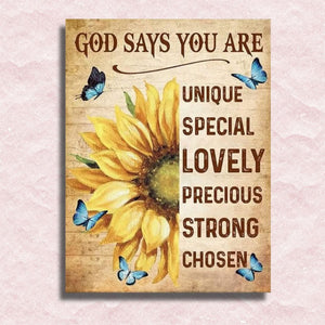 God Says You Are Unique Canvas - Painting by numbers shop