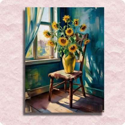 Golden Vase Blooms Canvas - Paint by numbers