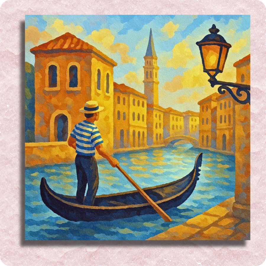 Gondolier in Venice canvas - Paint by numbers