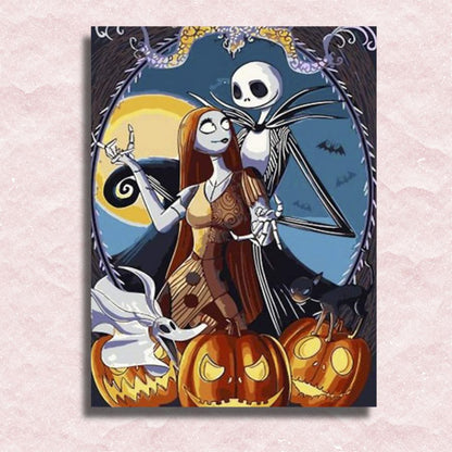 Halloween-Monster-Paar-Leinwand – Malen-nach-Zahlen-Shop