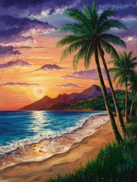 Hawaii Summer Evening Beach - Schilderen op nummerwinkel