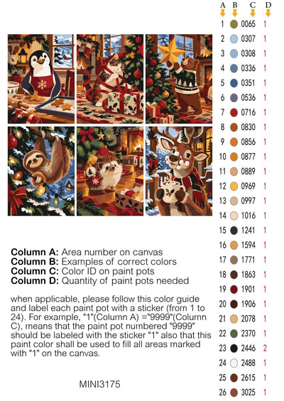 Holiday Helpers - Mini Paint by numbers Color Card