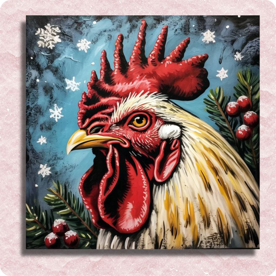 Holiday Rooster Charm Canvas - Paint by numbers