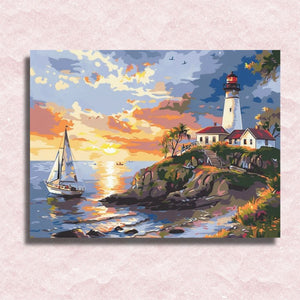 House and the Lighthouse Canvas - Painting by numbers shop