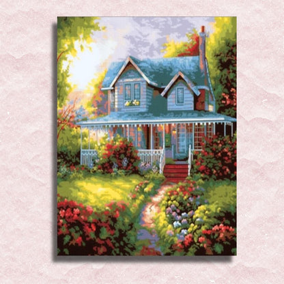 House in Green Canvas - Painting by numbers shop