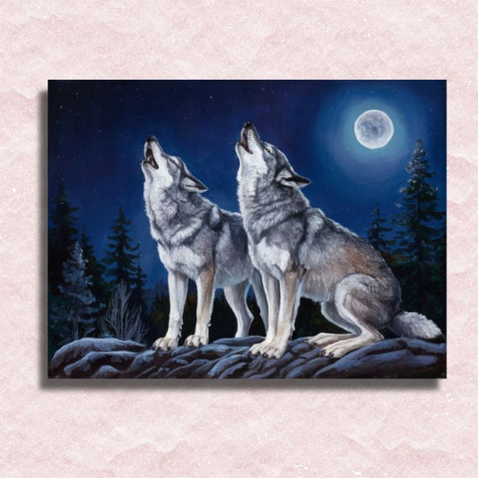 Howling Wolves Canvas - Painting by numbers shop