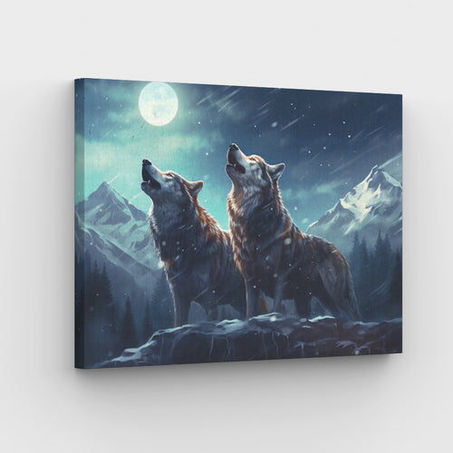 Howling Wolves Canvas - Painting by numbers shop