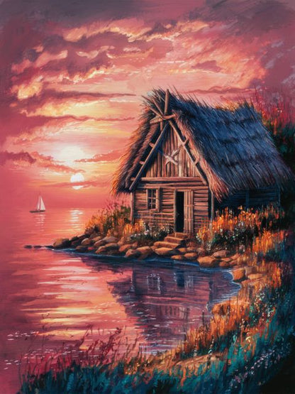 Hut by the Sea - Painting by numbers shop