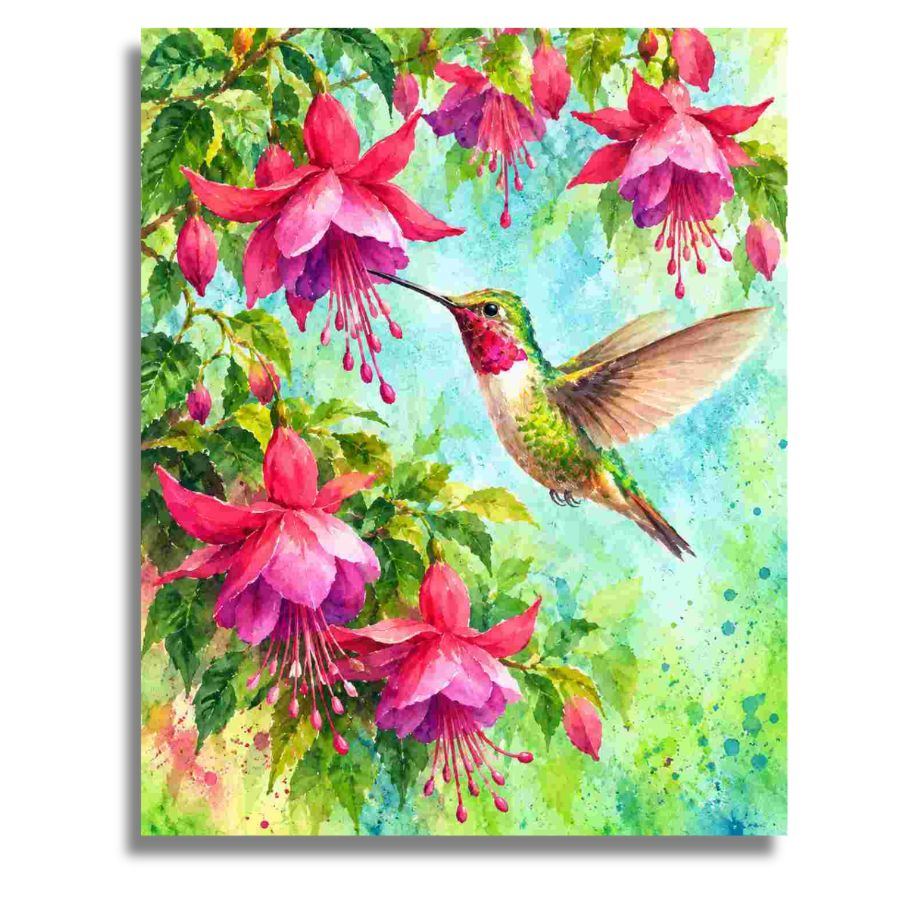 Iridescent Painted Hummingbird - Paint by numbers
