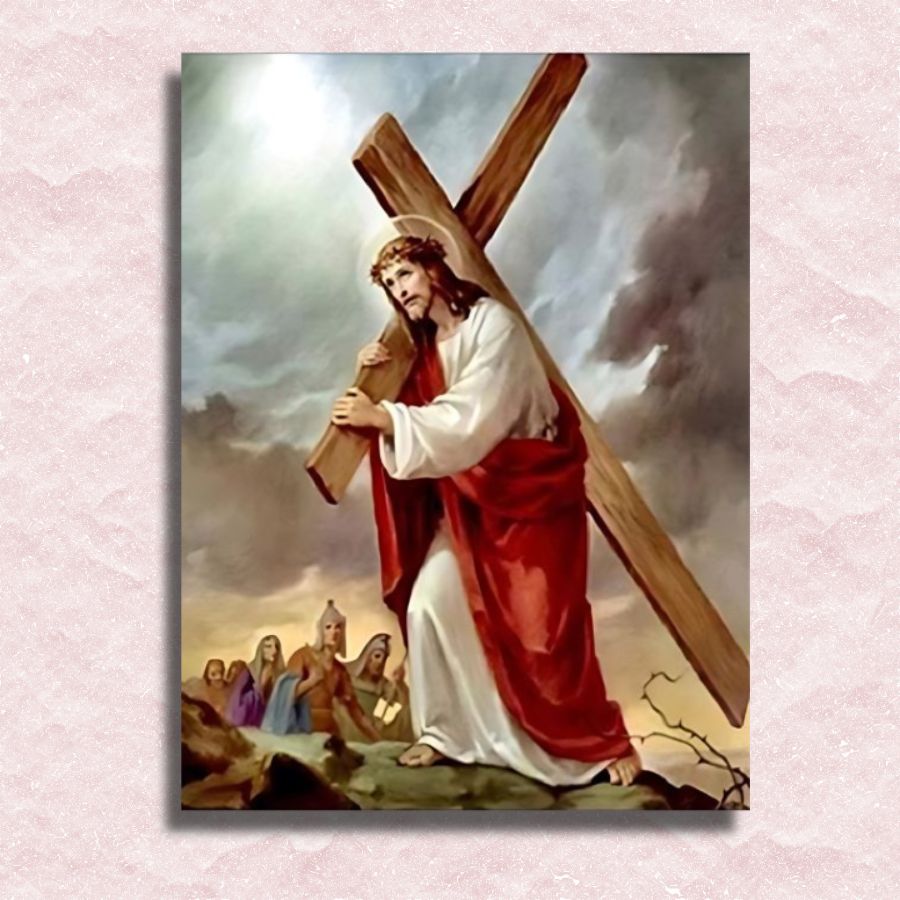 Jezus draagt ​​kruis Canvas - Schilderen op nummer winkel