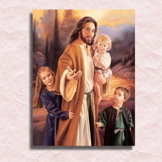Jesus und Kinder Leinwand - Malen-nach-Zahlen-Shop