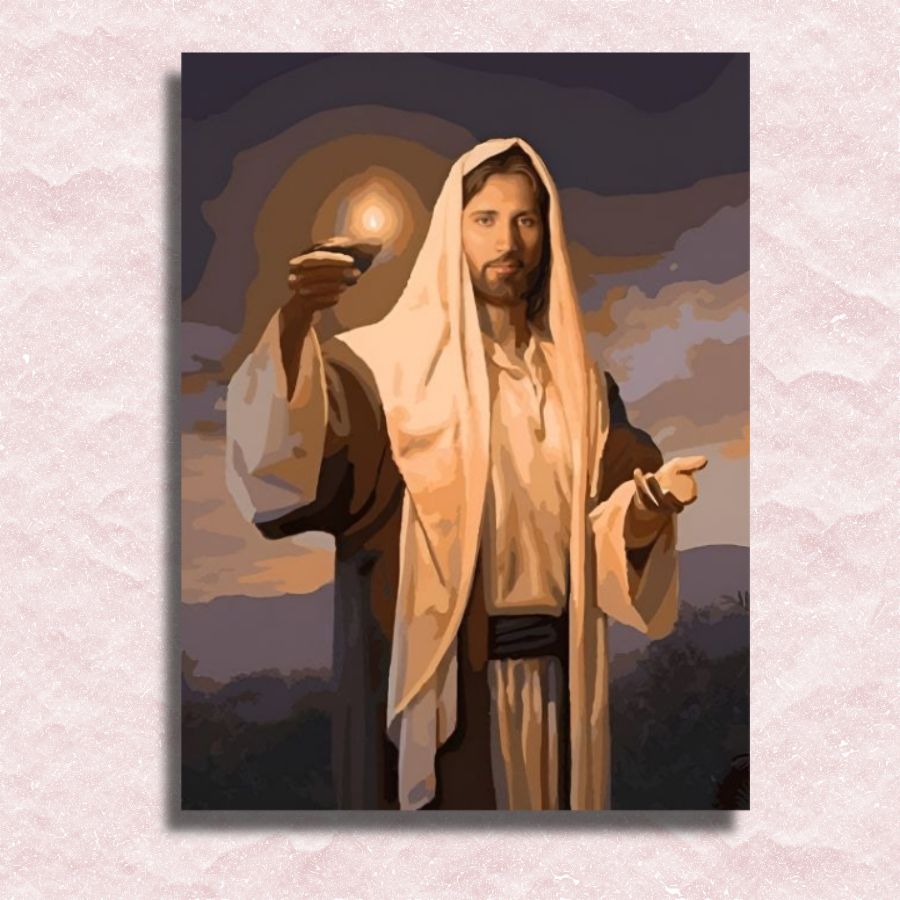 Leinwand „Jesus mit Kerze“ – Malen-nach-Zahlen-Shop