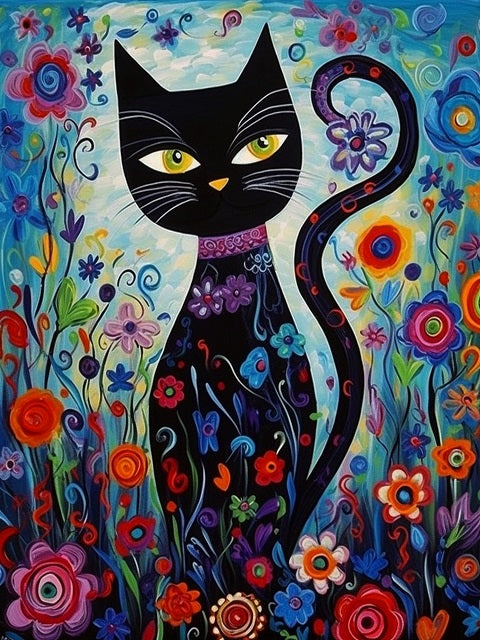 Kitten and Flowers Around - Painting by numbers shop