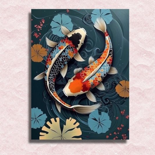 Koi Fish in Pond Canvas - Painting by numbers shop