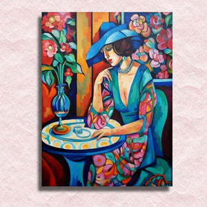 Frau in blauer Leinwand - Malen-nach-Zahlen-Shop