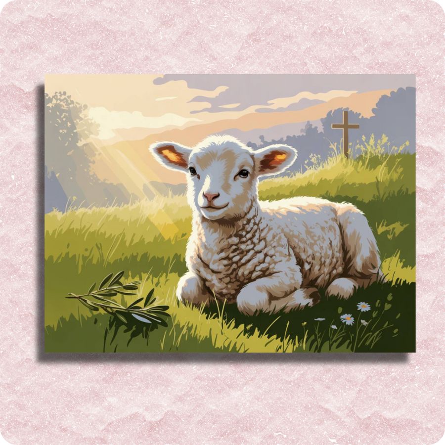 Lamb Beneath the Cross Canvas - Paint by numbers