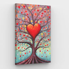 Laad de afbeelding in de Gallery-viewer, Landscape Love Tree Paint by numbers canvas