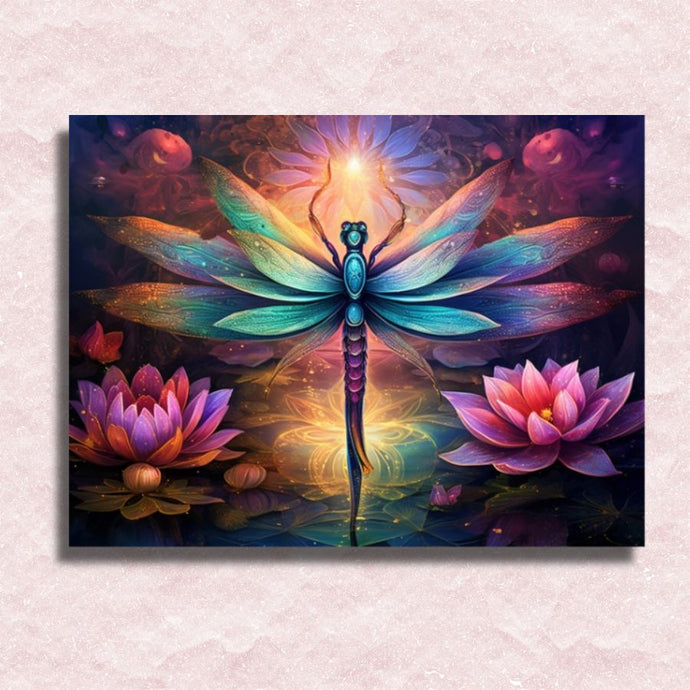 Lotus Flowers and Dragonflies Canvas - Painting by numbers shop