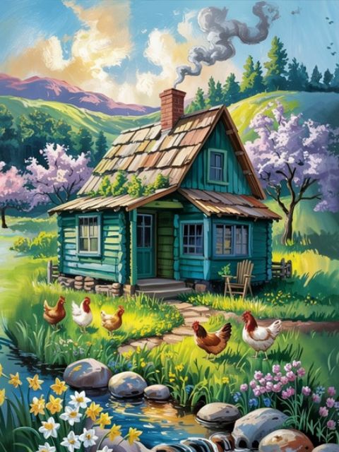 Lovely Sping Village - Paint by numbers