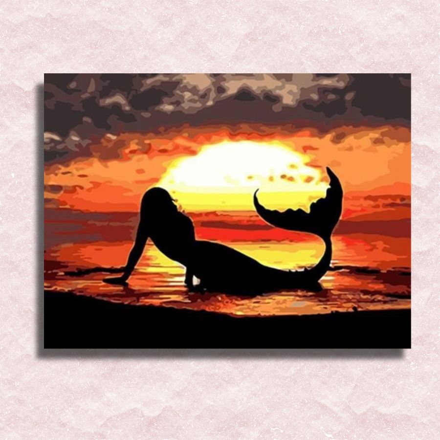 Leinwand Meerjungfrau bei Sonnenuntergang - Malen-nach-Zahlen-Shop