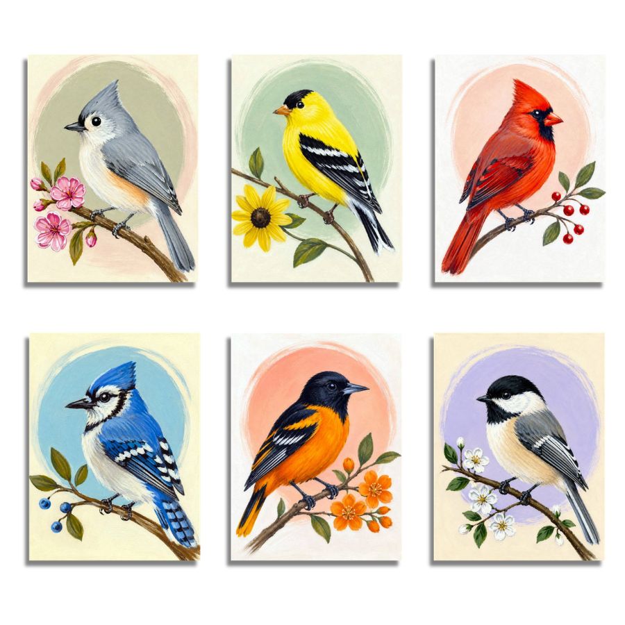 Mini Backyard Birds 6 Pack Paint by Numbers