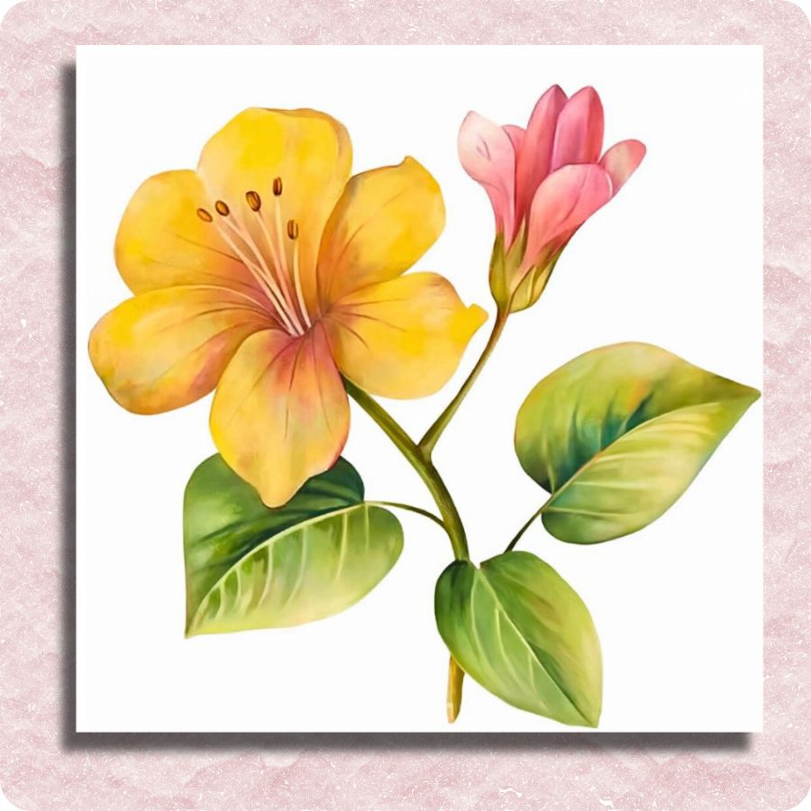 Mini Golden Hibiscus Leinwand - Malen nach Zahlen