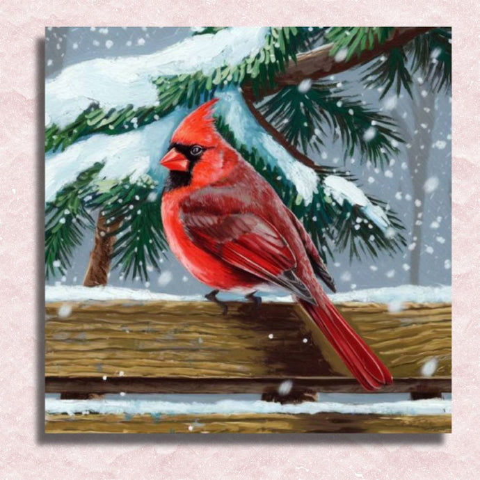 Mini Snowfall Cardinal Canvas - Paint by numbers