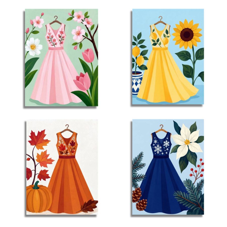 Mini Wardrobe of Seasons 4 Pack Paint by Numbers