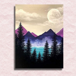 Misty Purple Mountains Canvas - Schilderen op nummer winkel