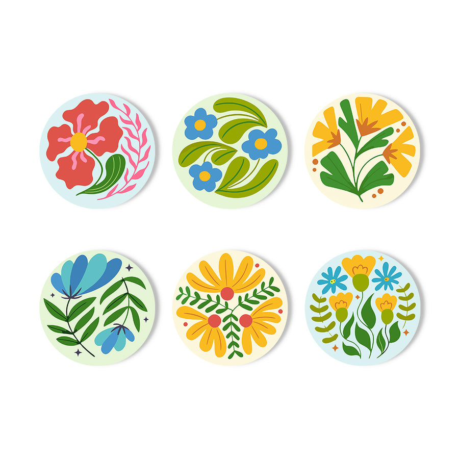 Modern Wildflowers Coasters - 6 Pack Paint by Numbers - Paint by numbers