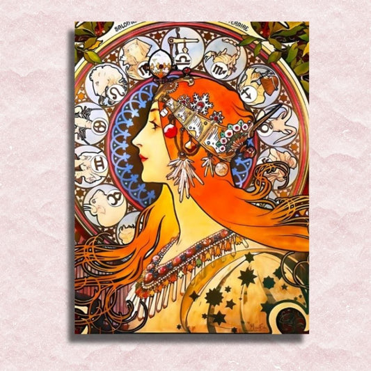 Alphonse Mucha - Zodiac Canvas - Schilderij op nummer winkel