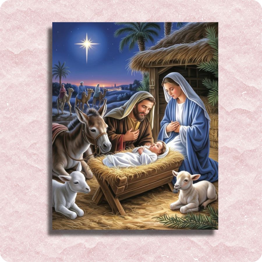 Nativity scene with Mary, Joseph and infant Jesus