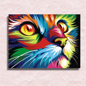 Neon Cat Canvas - Painting by numbers shop