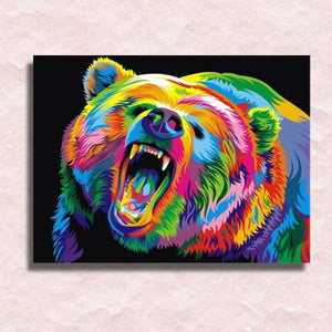 Neon Grizzly Bear Canvas - Schilderen op nummer winkel