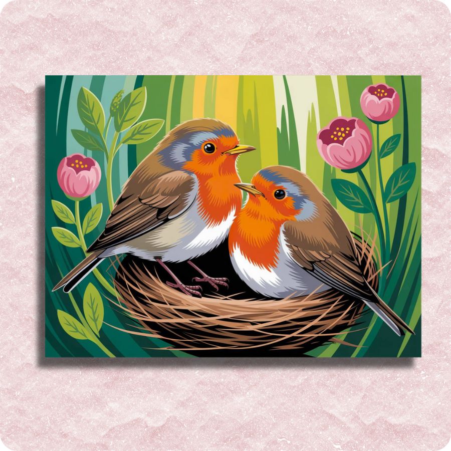 Nestled Robin Duet Canvas - Paint by numbers