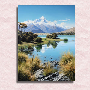 Nieuw-Zeeland Lake Landscape Canvas - Schilderen op nummer winkel