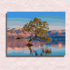 Nieuw-Zeeland Lake Wanaka Canvas - Schilderij op nummer winkel