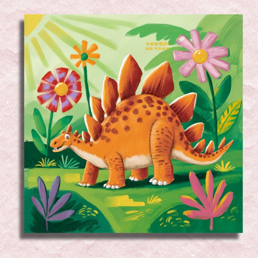 Oranje Stegosaurus Canvas - Schilderen op nummer winkel