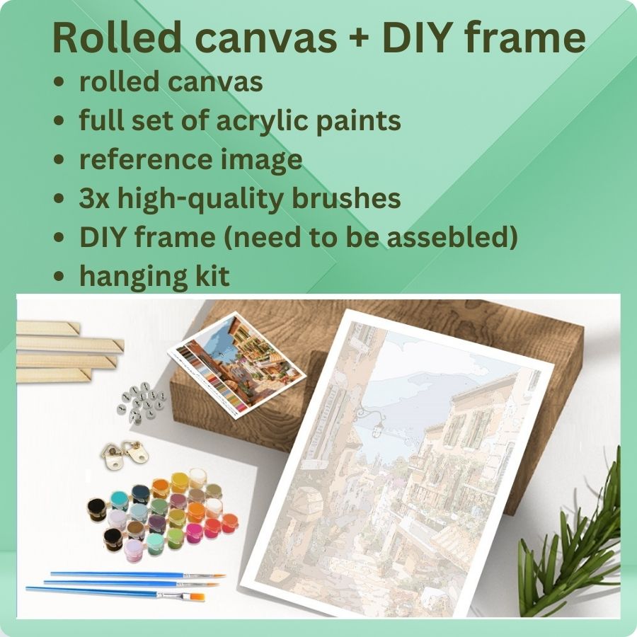 Painting by numbers shop - rolled canvas + DIY frame