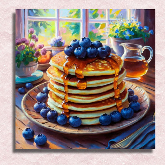 Pancakes with Blueberries Canvas - Painting by numbers shop