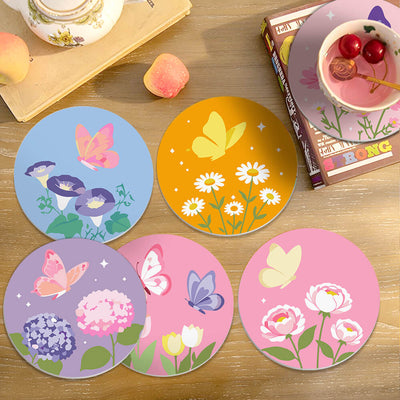 Pastel Butterflies Coasters - 6 Pack Paint by Numbers Lifestyle