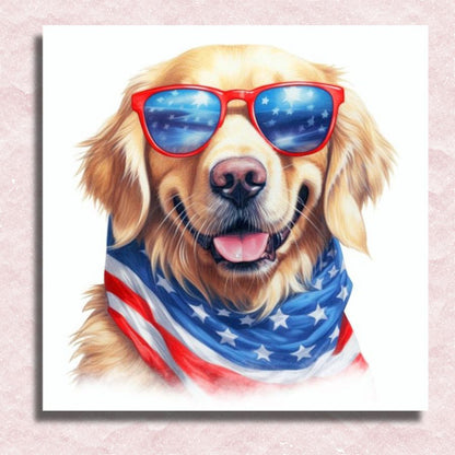 Patriotic Golden Retriever Canvas - Painting by numbers shop