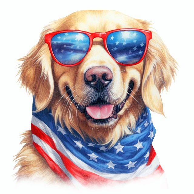 Patriotic Golden Retriever - Painting by numbers shop