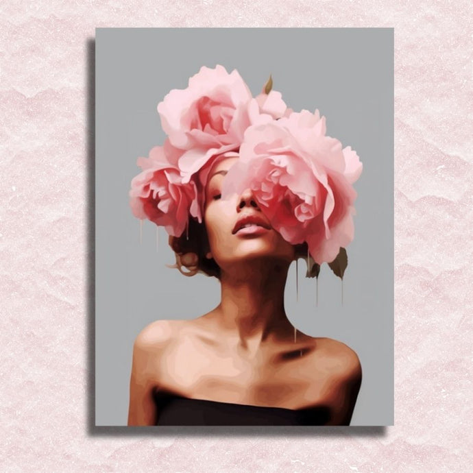 Peony Adorned Woman Canvas - Painting by numbers shop