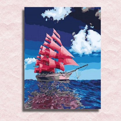 Pink Sailboat Canvas - Paint by numbers