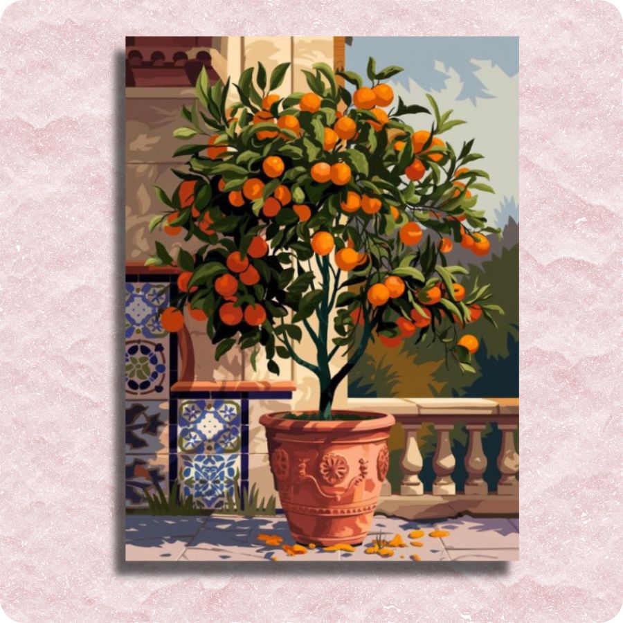 Potted Orange Tree Canvas - Paint by numbers