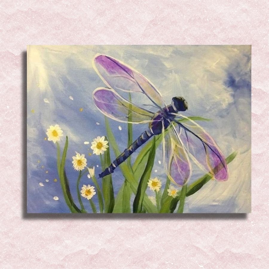 Paarse Dragonfly Canvas - Verf op nummer